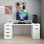 Alen 180 Cm 5 Çekmeceli Dolaplı Çalışma & Oyuncu Masası - Beyaz