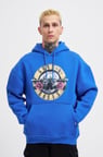 Erkek GUNS Baskılı Kapüşonlu Oversize Sweatshirt Saks Mavi
