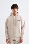 Erkek Reflektör Detaylı Kapüşonlu Sweatshirt Açık Gri