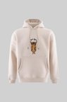 Erkek Melek Nakışlı Şardonlu Kapüşonlu Sweatshirt Açık Bej