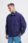 Erkek Distressed Stitch Polo Sweatshirt Gece Mavisi