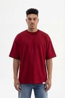 Erkek Basic Super Pamuklu Oversize Tişört Bordo