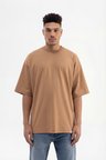 Erkek Basic Super Pamuklu Oversize Tişört Kapuçino