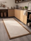 Vektör Sisal Halı Kaymaz Taban Silinebilir Yıkanabilir Modern Salon Mutfak Koridor Halısı Beyaz Jüt