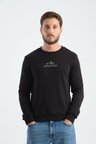 Siyah Erkek Üç İplik Sweatshirt Şardonsuz Pamuklu Regular Fit Bisiklet Yaka Spor Sweat Siyah L