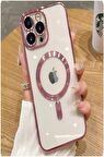 iPhone 14 Pro Max Kılıf Magsafe Köşeleri Renkli Lüx Şeffaf Kamera Lens Korumalı