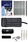 Canson Resim Defteri A5 200 G Lyra Dereceli Kalem Profesyonel Karakalem Bez Çantalı Eskiz Seti