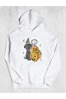 Unisex Cat Halloween Kapüşonlu Sweatshirt