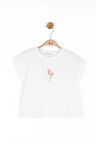 Nk Kız Çocuk Flamingo Tshirt 4-8 Yaş Ekru