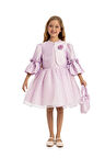 Pamina Kız Çocuk Bolero ve Çanta Elbise 3-7 Yaş Lila