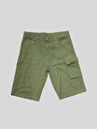 Jena Erkek Çocuk Kargo Çepli Dokuma Şort 8-14 Yaş Yeşil