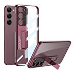 Galaxy S23 Kılıf Kamera Korumalı Şeffaf Tasarımlı Lego Standlı Kapak