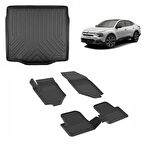 Sahler Sahler Citroen C4 X 2021 Sonrası  4.5D Paspas ve Rizline 3D Bagaj Havuzu Siyah