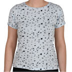 ASM0132 Kadın Mavi Yıldız Baskılı Kısa Kol T-Shirt
