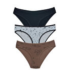 ASM1106 Kadın 3 lü Renkli Karışık Pamuklu Bikini Külot