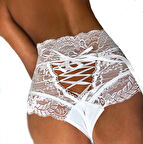 ASM1309 Kadın Back Raund Ekru Dantel Külot