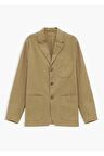 Victor Bej Renk Mono Yaka Over Size Blazer Ceket