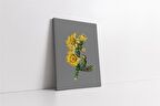 Gri Zemin Sarı Çiçek II Kanvas Tablo