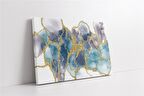 Altın Detaylı Mavi ve Mor Soyut Kanvas Tablo