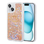 iPhone 15 Plus Kılıf Milce Simli Pullu Yüzüklü Kılıf