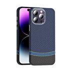 iPhone 14 Pro Max Kılıf M-safe Şarj Özellikli Karbon Fiber Görünümlü Gros Kılıf