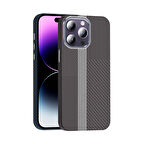 iPhone 14 Pro Max Kılıf M-safe Şarj Özellikli Karbon Fiber Görünümlü Gros Kılıf