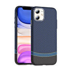 iPhone 11 Kılıf M-safe Şarj Özellikli Karbon Fiber Görünümlü Gros Kılıf