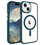 Apple iPhone 15 Plus Kılıf Wireless Şarj Özellikli Krom Magsafe Silikon Kılıf