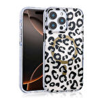 iPhone 16 Pro Max Kılıf Magsafe Şarj Özellikli Leopar Desenli Jago Kılıf