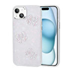 iPhone 15 Plus Kılıf Kabartma Figürlü Parlak Eralli Silikon Kılıf