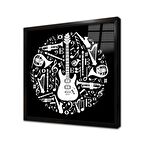 Müzik Enstrümanları Tasarım Çerçeveli Cam Tablo