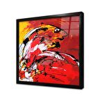 Soyut Resim Çerçeveli Cam Tablo