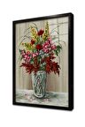 Vazoda Çiçekler Çerçeveli Cam Tablo