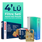 Bosch Audi A5 2.0 Dizel Filtre Bakım Seti Castrol Motor Yağlı (2017-2021) 4 Lü