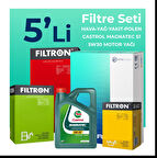 Filtron Fiat Fiorino 1.3 Dizel Filtre Bakım Seti Castrol Motor Yağlı EURO 5 (2007-2016) 5 Li
