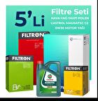 Filtron Peugeot 301 1.6 BlueHDi Dizel Filtre Bakım Seti Castrol Motor Yağlı (2014-2020) 5 Li