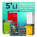 Filtron Ford Mondeo 2.0 Dizel Filtre Bakım Seti Castrol Motor Yağlı (2002-2008) 5 Li