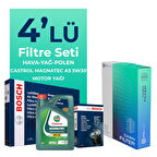 BOSCH Mercedes CLS350 Benzin Filtre Bakım Seti Castrol Motor Yağlı (2005-2011) 4 Lü