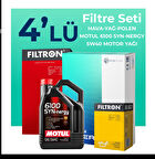 Filtron Fiat Punto 1.2 Benzinli Filtre Bakım Seti Motul Motor Yağlı (2012-2017) 4 Lü