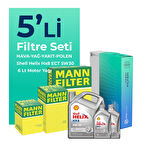 MANN Nissan Qashqai 1.6 Dizel Filtre Bakım Seti Shell Motor Yağlı (2007-2013) 5 Li