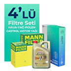 MANN BMW 1.18 i Filtre Bakım Seti Castrol Motor Yağlı (2007-2011) 4 Lü
