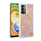 Galaxy A54 Kılıf Sıvılı Simli Pullu Yüzüklü Standlı Lüx Silikon