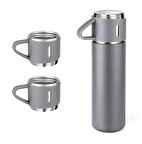 6005 Kupa Bardaklı Paslanmaz Çelik Termos Seti 500 ml - Gri