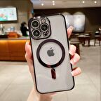 Iphone 14 Tam Uyumlu Köşeleri Renkli Şeffaf Kamera Korumalı Magsafe Luxury Kılıf 