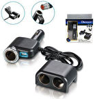 Ayt Olesson 1526 12-24V Çiftli Usbli 120W 80 Cm Kablolu Araç Oto Tır Çakmak Çoklayıcı Çakmaklık Çoğaltıcı