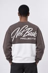 Erkek Not Basic Project Nakışlı Oversize Sweatshirt Kahve
