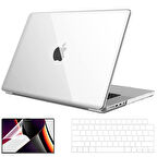 NovStrap Apple MacBook Pro 2021 M1 14.2 inc A2442 Uyumlu Parlak Alt Üst Kılıf + Klavye Kılıfı + Film