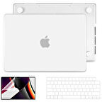 NovStrap Apple MacBook Pro 2021 M1 14.2 inc A2442 Uyumlu Mat Alt Üst Kılıf + Klavye Kılıfı + Film