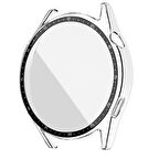 NovStrap Huawei Watch GT3 46mm ile Uyumlu Ekran Koruyucu Temperli Cam ve Kasa Koruyucu Sert PC