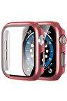Apple Watch Uyumlu Series 7 45mm Kılıf Ekran ve Kasa Koruyucu 360 Tam Koruma Premium Kapak Sert Pc Metalik 